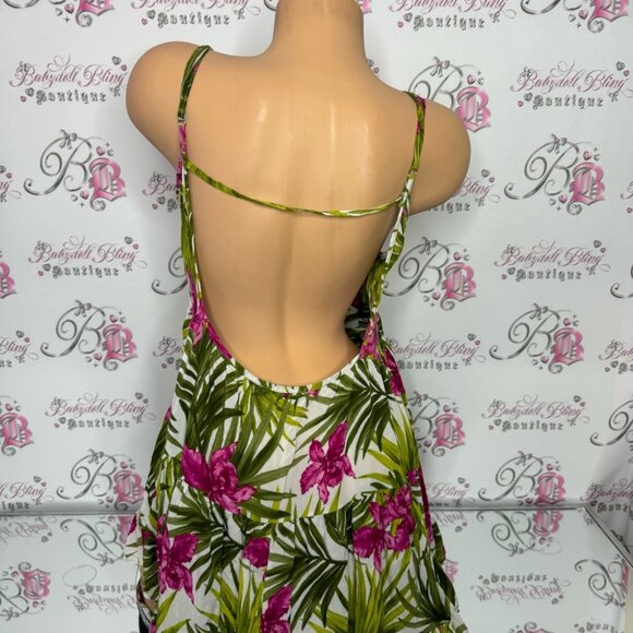 Brandy Melville dress tropical 🌴 green white pink open back strappy beach 🏖️ - Picture 11 of 14